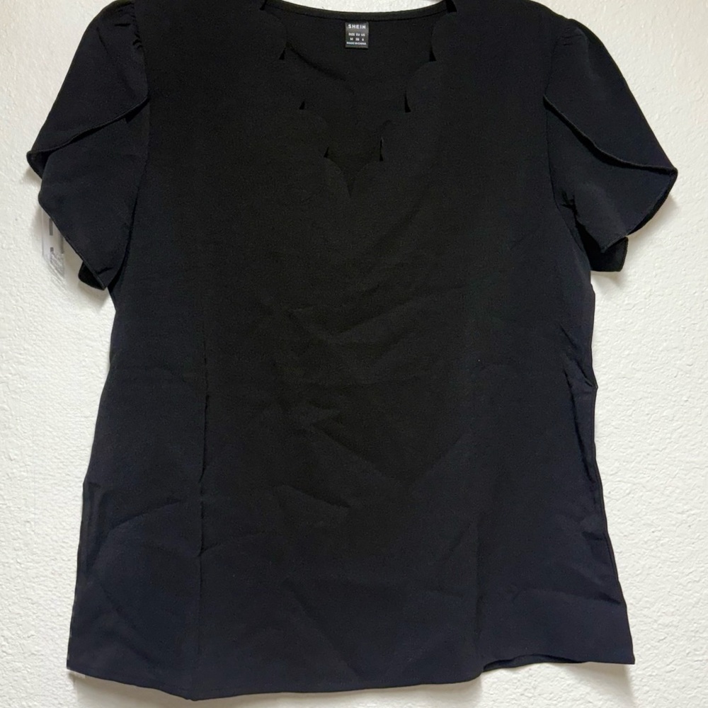 SHEIN Black Short Sleeve Blouse 05